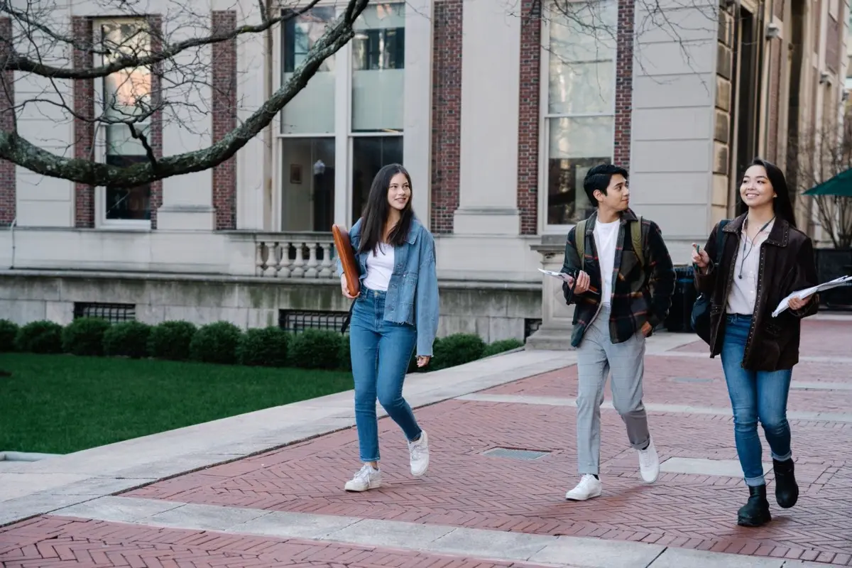 Students walking together across a university campus